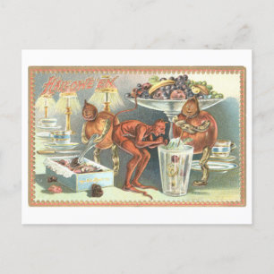 Carte postale Halloween vintage avec bonbon et dia