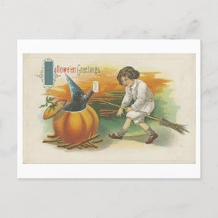 Carte postale Halloween vintage avec bonbon et dia