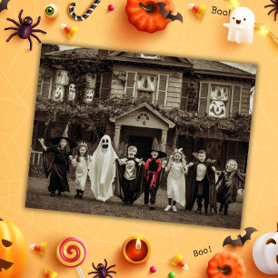 Carte Postale Halloween vintage avec les enfants en costumes