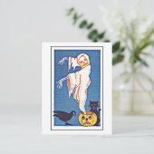 Carte Postale Halloween Vintage de fantôme effrayant (Debout devant)