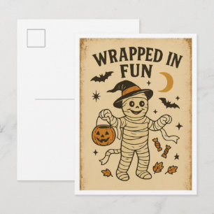 Carte Postale Halloween vintage enveloppé de plaisir
