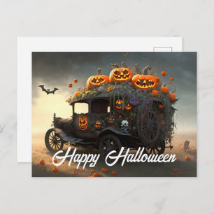 Carte Postale Halloween vintage et Citrouille