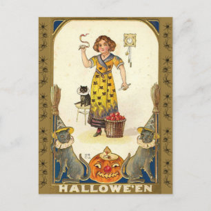Carte Postale Halloween Vintage prêtesse serpent