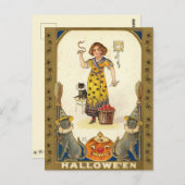 Carte Postale Halloween Vintage prêtesse serpent (Devant / Derrière)