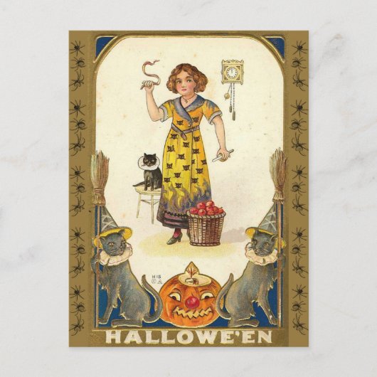 Carte Postale Halloween Vintage prêtesse serpent (Devant)