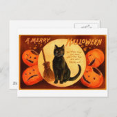 Carte Postale Halloween Vintage rétro une joyeuse Halloween (Devant / Derrière)