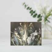 Carte Postale Halloween vintage, violoniste squelette et fantôme (Debout devant)