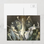 Carte Postale Halloween vintage, violoniste squelette et fantôme (Devant / Derrière)