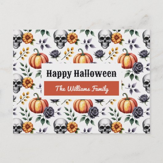 Carte postale Halloween Watercolor personnalisée (Devant)