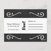 Carte Postale Halloween Whimsical Black & White Skull Photo (Dos)