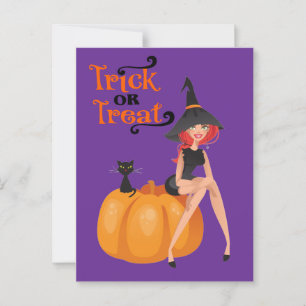 Carte Postale Halloween Whimsical personnalisé sorcière mignonne