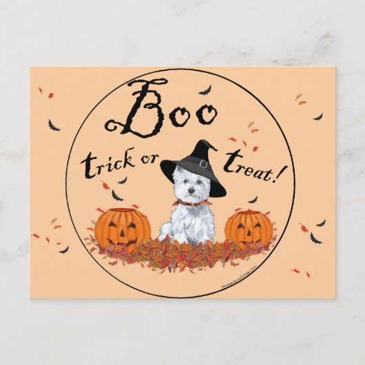 Carte Postale Halloween White Terrier de West Highland (Devant)