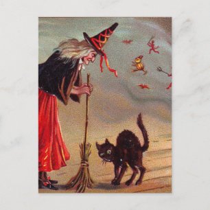 Carte Postale Halloween Witch