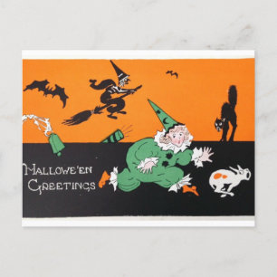 Carte postale Halloween Witch Clown : Whimsical Fu