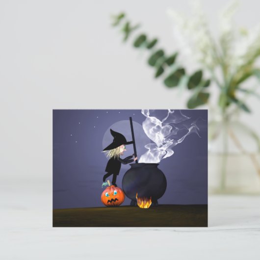 Carte Postale Halloween Witch et Cauldron (Debout devant)
