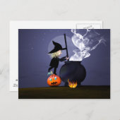 Carte Postale Halloween Witch et Cauldron (Devant / Derrière)