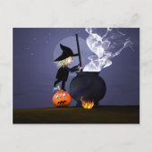 Carte Postale Halloween Witch et Cauldron (Devant)
