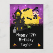 Carte Postale Halloween Witch Purple Joyeux Anniversaire (Devant)