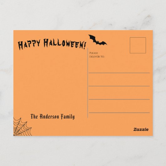 Carte postale Halloween Witch Theme Salutations (Dos)