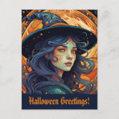Carte postale Halloween Witch Theme Salutations (Devant)