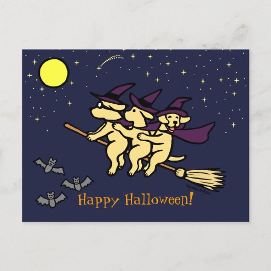 Carte Postale Halloween Yellow Labrador Riders! (Devant)