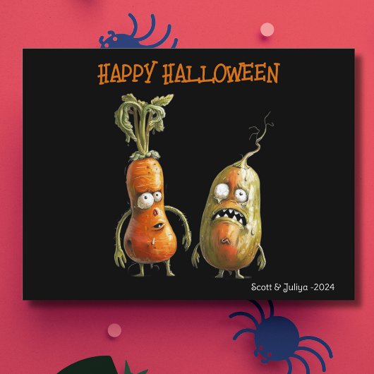Carte Postale Halloween Zombie veggie noir