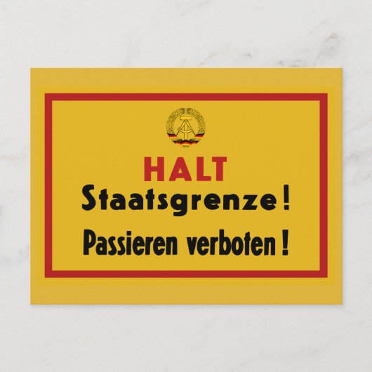 Carte Postale Halt Staatsgrenze ! Symbole de Berlin (Devant)