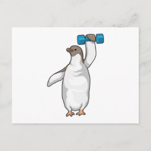 Carte Postale Haltère de Fitness Pingouin
