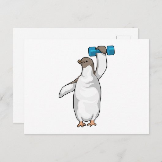 Carte Postale Haltère de forme Penguin (Devant / Derrière)