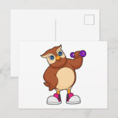 Carte Postale Haltère de forme physique de chouette (Devant / Derrière)