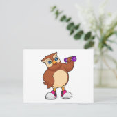 Carte Postale Haltère de forme physique de hibou (Debout devant)