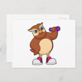Carte Postale Haltère de forme physique de hibou (Devant / Derrière)