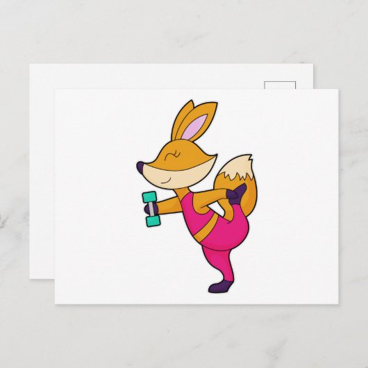 Carte Postale Haltère de forme physique Fox (Devant / Derrière)