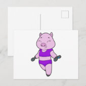 Carte Postale Haltère de forme physique pour porc (Devant / Derrière)