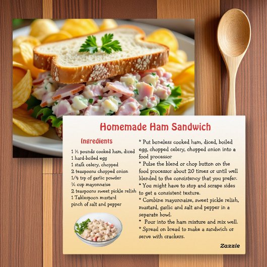 Carte Postale Ham Salad Recipe Card