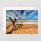 Carte Postale Hamac sur une plage tropicale (Devant / Derrière)