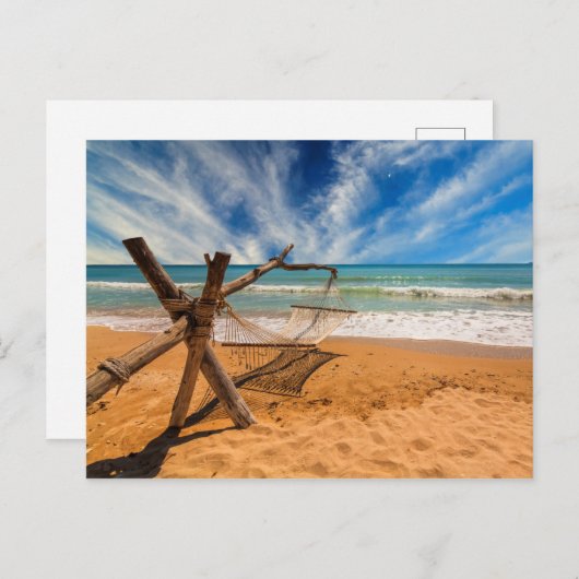 Carte Postale Hamac sur une plage tropicale (Devant / Derrière)