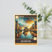 Carte Postale Hambourg, Allemagne | Peinture Vintage (Debout devant)