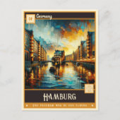 Carte Postale Hambourg, Allemagne | Peinture Vintage (Devant)