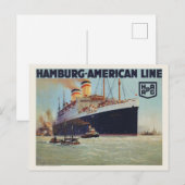 Carte Postale Hambourg-American Line Poster vintage 1925 (Devant / Derrière)