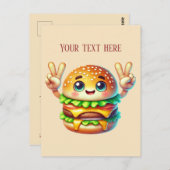 Carte Postale Hamburger amusant ajouter texte amoureux de nourri (Devant / Derrière)