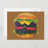 Carte Postale Hamburger de luxe double au fromage (Devant / Derrière)