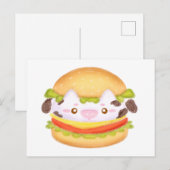 Carte Postale Hamburger de vache adorable (Devant / Derrière)