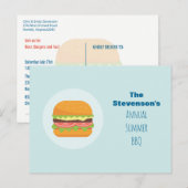 Carte Postale Hamburger Illustration Summer BBQ Party Invitation (Devant / Derrière)