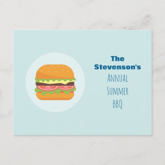 Carte Postale Hamburger Illustration Summer BBQ Party Invitation (Devant)