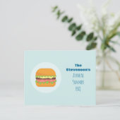 Carte Postale Hamburger Illustration Summer BBQ Party Invitation (Debout devant)