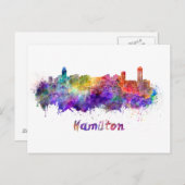Carte Postale Hamilton skyline in watercolor (Devant / Derrière)
