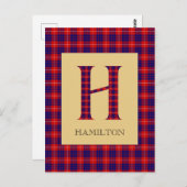 Carte Postale Hamilton Tartan Monogramme H (Devant / Derrière)