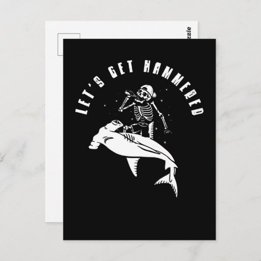 Carte Postale Hammerhead Shark Party Funny Beer Drinking Humor (Devant / Derrière)