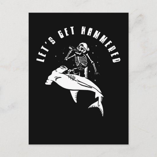 Carte Postale Hammerhead Shark Party Funny Beer Drinking Humor (Devant)